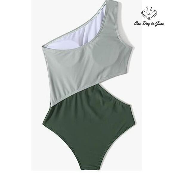 SweatyRocks One Shoulder Cut Out One Piece Swimsuit Size L - Picture 2 of 6